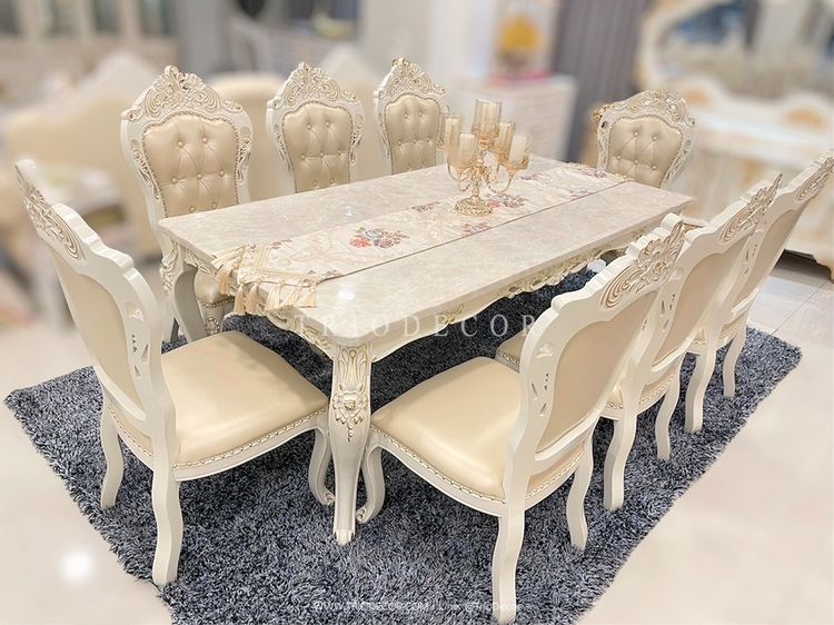 RETIZIA-III CLASSIC DINING SET ชุดโต๊ะอาหาร ท็อปหิน สไตล์หลุยส์ 6ที่นั่ง 160ซม รุ่น เรติเซีย-3 รูปที่ 8