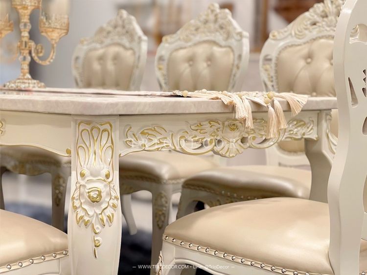 RETIZIA-III CLASSIC DINING SET ชุดโต๊ะอาหาร ท็อปหิน สไตล์หลุยส์ 6ที่นั่ง 160ซม รุ่น เรติเซีย-3 รูปที่ 6