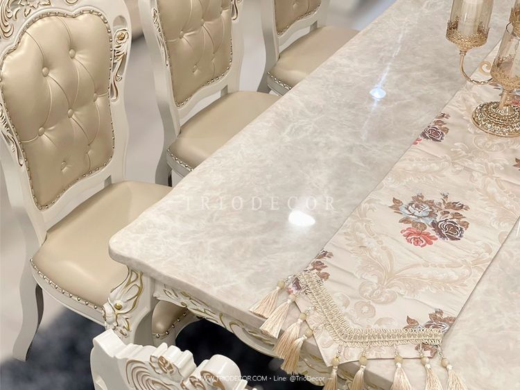 RETIZIA-III CLASSIC DINING SET ชุดโต๊ะอาหาร ท็อปหิน สไตล์หลุยส์ 6ที่นั่ง 160ซม รุ่น เรติเซีย-3 รูปที่ 3
