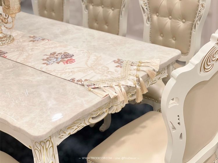 RETIZIA-III CLASSIC DINING SET ชุดโต๊ะอาหาร ท็อปหิน สไตล์หลุยส์ 6ที่นั่ง 160ซม รุ่น เรติเซีย-3 รูปที่ 7