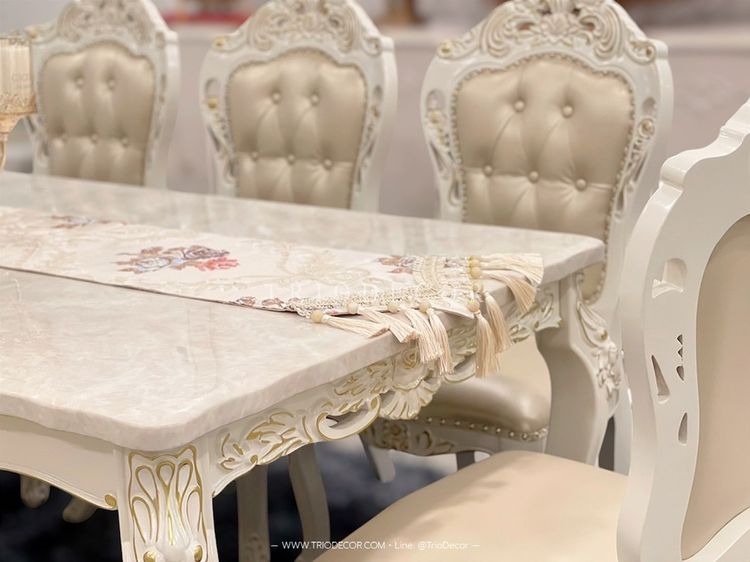 RETIZIA-III CLASSIC DINING SET ชุดโต๊ะอาหาร ท็อปหิน สไตล์หลุยส์ 6ที่นั่ง 160ซม รุ่น เรติเซีย-3 รูปที่ 5