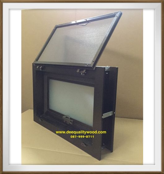 หน้าต่างกระทุ้ง 60x40 พร้อมมุ้งลวด อลูมิเนียมสีอบขาว กระจกฝ้า รูปที่ 7