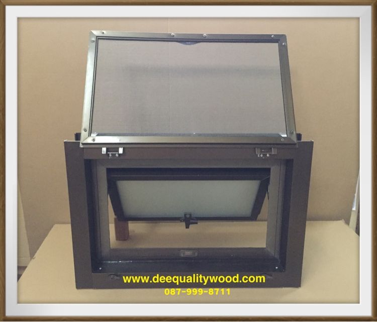 หน้าต่างกระทุ้ง 60x40 พร้อมมุ้งลวด อลูมิเนียมสีอบขาว กระจกฝ้า รูปที่ 8