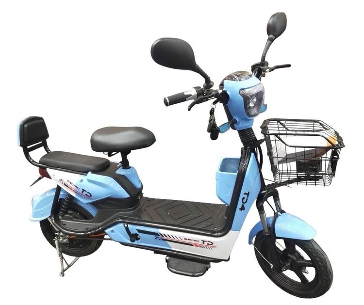 จักรยานไฟฟ้า คุณภาพดี ราคาประหยัด สีสันสวยงาม ทูโทน TD4 •	มีโช๊คคู่หน้าหลัง ซับแรงกระแทก •	เบาะหนังนุ่มสบาย •	มีที่พักเท้าขณะขับ •	มีช่องเก็ รูปที่ 4