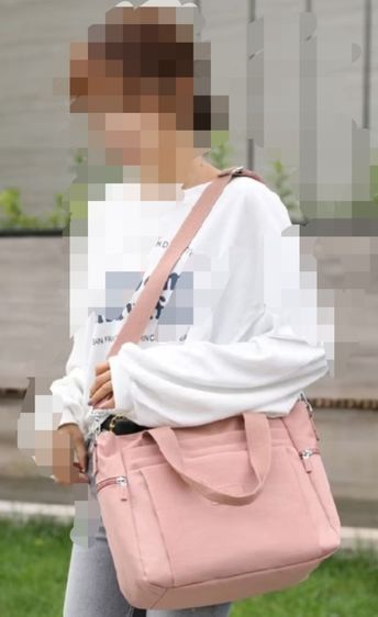 กระเป๋าสะพาย ถือ ขนาดใหญ่ สีชมพู รูปที่ 3