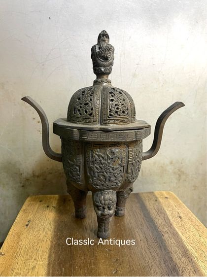 กระถาง กำยานมังกร ขาสิงห์ทองเหลือง A83 รูปที่ 2