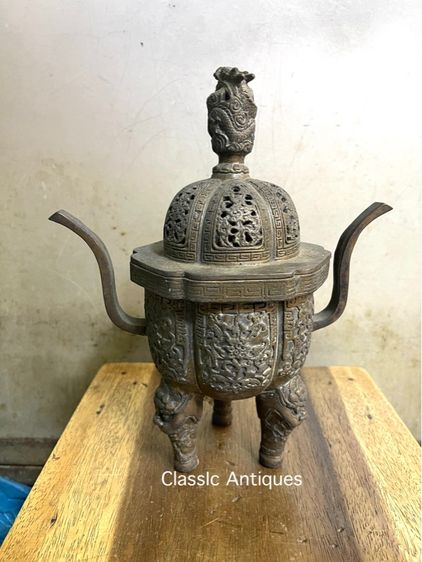 กระถาง กำยานมังกร ขาสิงห์ทองเหลือง A83