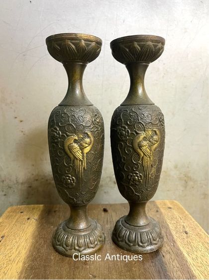 เชิงเทียน ไก่ฟ้า ทองเหลืองสะสม รูปที่ 17