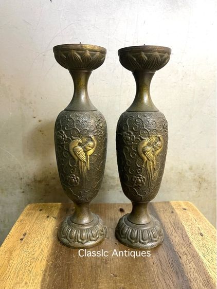 เชิงเทียน ไก่ฟ้า ทองเหลืองสะสม