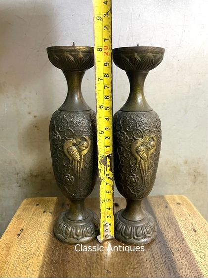 เชิงเทียน ไก่ฟ้า ทองเหลืองสะสม รูปที่ 12