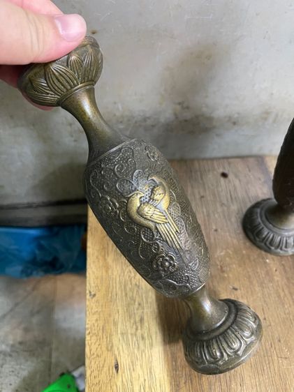 เชิงเทียน ไก่ฟ้า ทองเหลืองสะสม รูปที่ 18