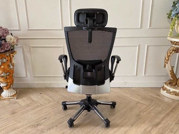 เก้าอี้สำนักงานเพื่อสุขภาพ เบาะผ้า ขาเหล็ก พนักพิงตาข่าย สีดำ รูปที่ 5