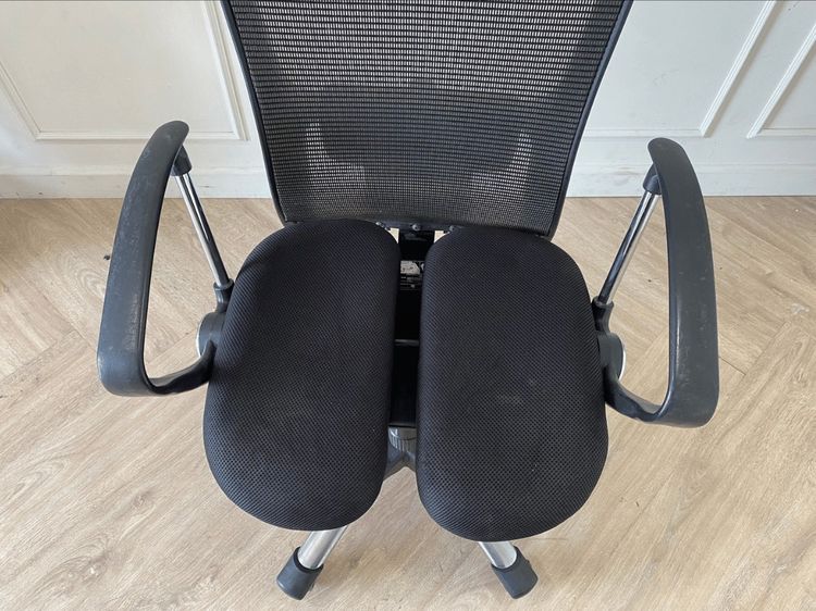 เก้าอี้สำนักงานเพื่อสุขภาพ เบาะผ้า ขาเหล็ก พนักพิงตาข่าย สีดำ รูปที่ 6