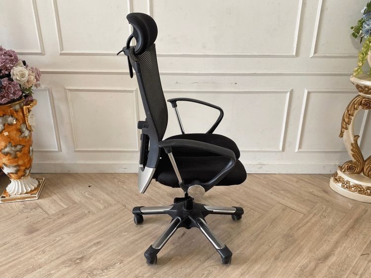 เก้าอี้สำนักงานเพื่อสุขภาพ เบาะผ้า ขาเหล็ก พนักพิงตาข่าย สีดำ รูปที่ 3