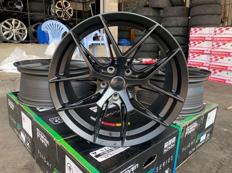 ล้อแม็กมือ1 ขอบ18 ก้านY 5รู100 กว้าง8 ออฟ38 สีดำ ล้อเบา FLOW FORMING งานSEVENFIFTH งานสวยมากๆ รูปที่ 4