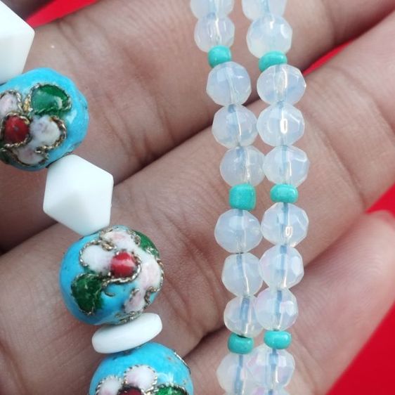 🔖สร้อยคอเม็ดกังไสโบราณและลูกปัดกระเบื้อง ตะขอเงินแท้  รูปที่ 2