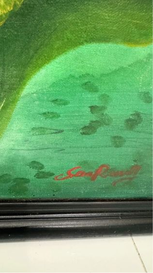 ภาพสีน้ำมัน รูปปลาคราฟ 9 ตัว ในบ่อบัว พร้อมลายเซ็น ศิลปินในกรอบสวยงาม รูปที่ 7