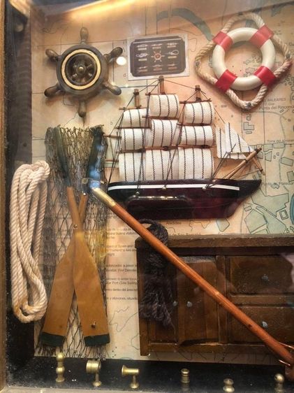 นาฬิกาแขวนผนังรูปกะลาสีเรือทำมือพร้อมกรอบไม้ 3  รูปที่ 5