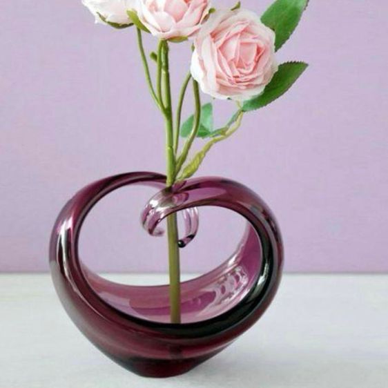 Sghr Heart Curva  Purple Glass Heart แจกันแก้วรูปหัวใจ สีม่วง รูปที่ 9