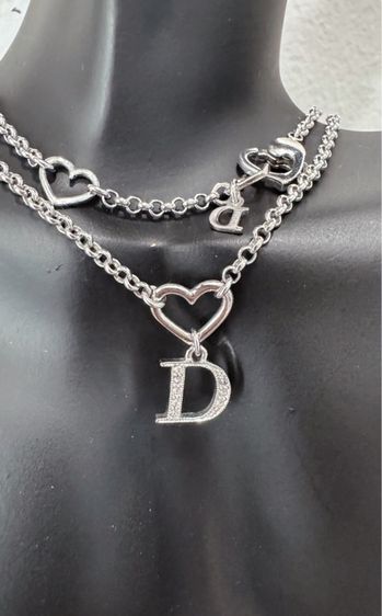 Christian Dior Heart D Logo Necklace Silver สร้อยคอ คริสเตียน ดิออร์ ฮาร์ท ดี โลโก้ สีเงิน  รูปที่ 2