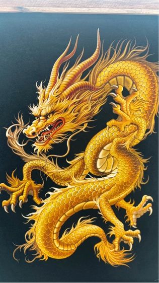 Golden Dragon Technical image of sandblasting on fabric ภาพมังกรทองเทคนิคงานพ่นทรายบนผ้า รูปที่ 2