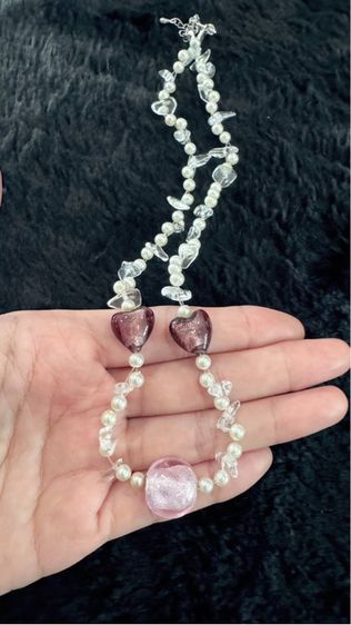 สร้อยคอแก้วมูราโน่ประดับแก้วรูปหัวใจสีน้ำตาล2 ชิ้น รูปที่ 6