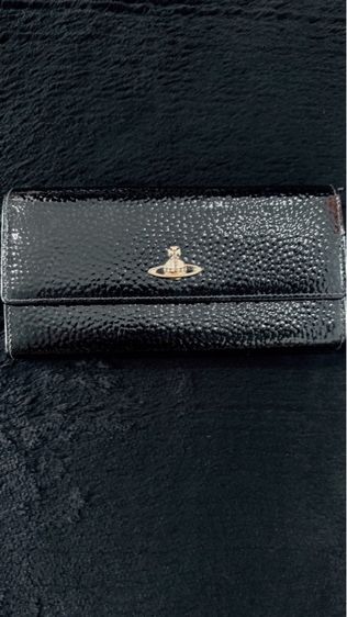 หญิง ดำ หนัง PU อื่นๆ กระเป๋าสตางค์พับยาว Vivienne Westwood ORB หนังเคลือบอีนาเมล
