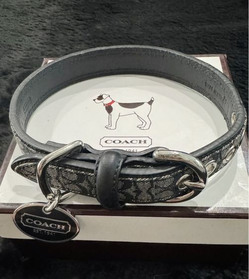 ปลอกคอและสายจูง ปลอกคอสุนัข Coach Signature C Leathe