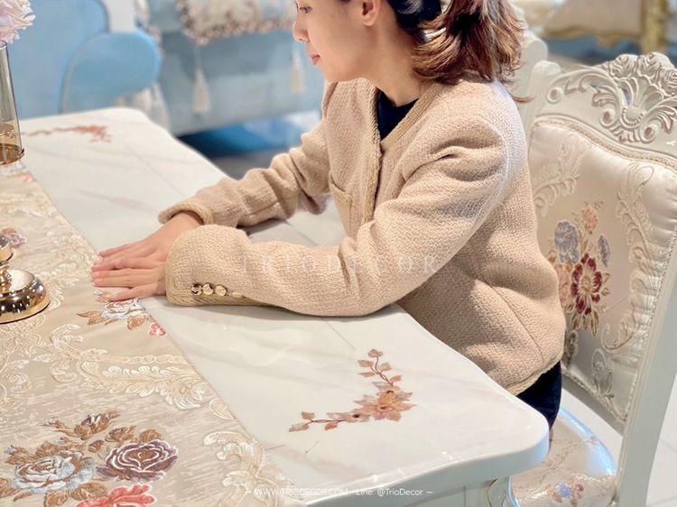 CHLORIS-I CLASSIC DINING SET (6P-160CM.) SOFT WHITE ชุดโต๊ะอาหารเหลี่ยม ท็อปหิน สไตล์หลุยส์ 6ที่นั่ง 160ซม รุ่น คลอริส-1 รูปที่ 2