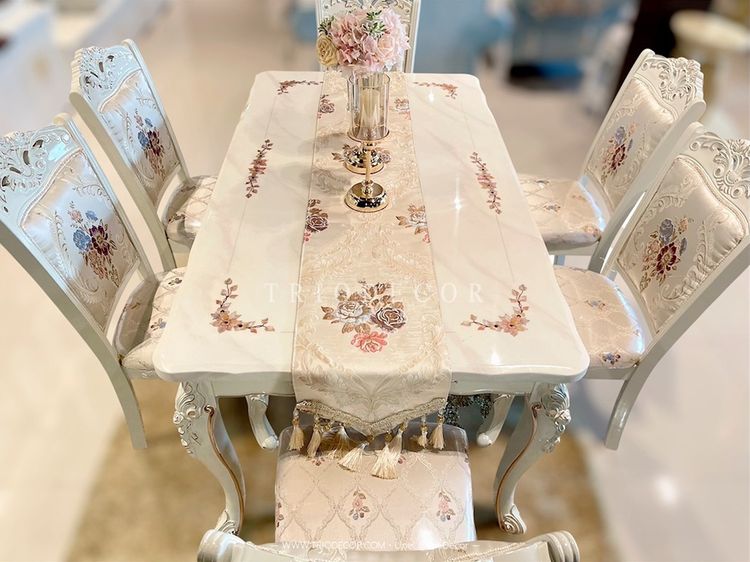 CHLORIS-I CLASSIC DINING SET (6P-160CM.) SOFT WHITE ชุดโต๊ะอาหารเหลี่ยม ท็อปหิน สไตล์หลุยส์ 6ที่นั่ง 160ซม รุ่น คลอริส-1 รูปที่ 7