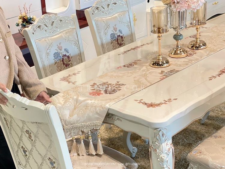 CHLORIS-I CLASSIC DINING SET (6P-160CM.) SOFT WHITE ชุดโต๊ะอาหารเหลี่ยม ท็อปหิน สไตล์หลุยส์ 6ที่นั่ง 160ซม รุ่น คลอริส-1 รูปที่ 3