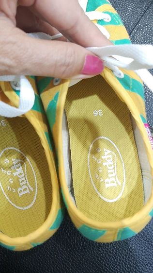 รองเท้าผ้าใบ สีเหลืองเขียว s.36 รูปที่ 5