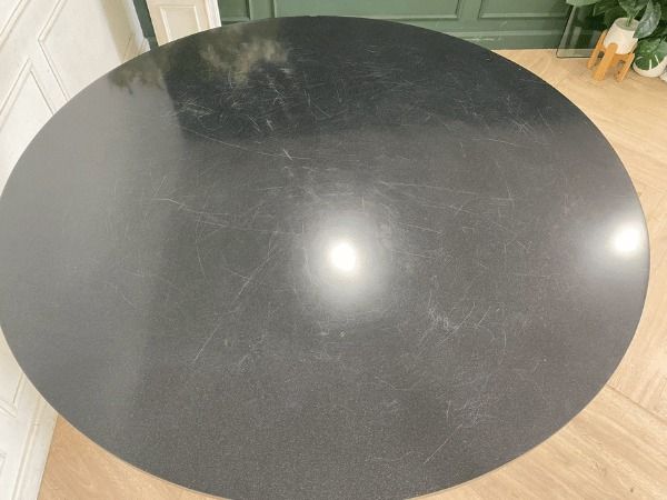 โต๊ะกลม ขาสแตนเลส สีทอง ท็อปไม้ สีดำ รูปที่ 9