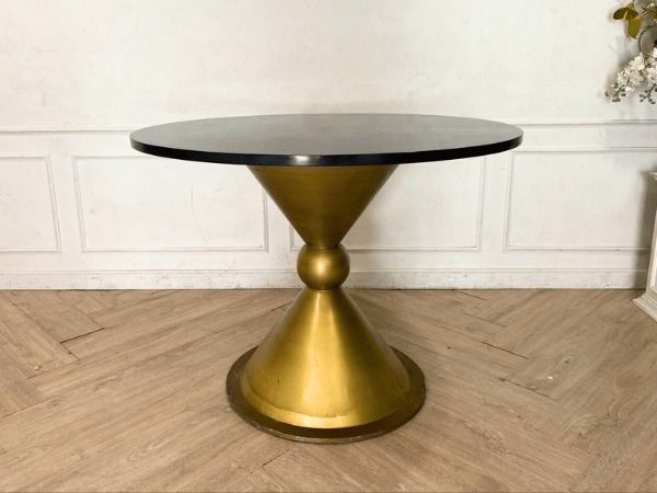 โต๊ะกลม ขาสแตนเลส สีทอง ท็อปไม้ สีดำ รูปที่ 8