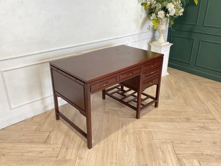 โต๊ะทำงาน 3 ลิ้นชัก โครงไม้ สีน้ำตาล รูปที่ 3