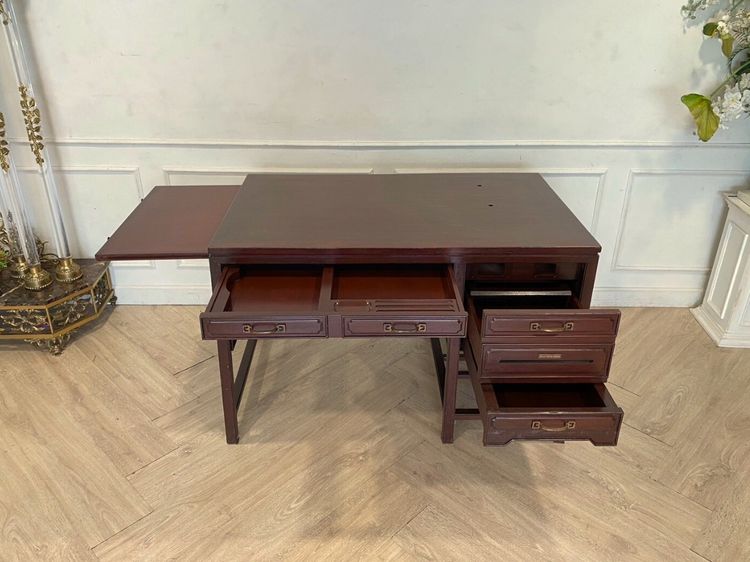 โต๊ะทำงาน 3 ลิ้นชัก โครงไม้ สีน้ำตาล รูปที่ 4