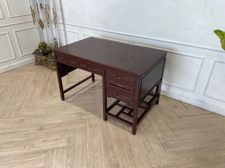 โต๊ะทำงาน 3 ลิ้นชัก โครงไม้ สีน้ำตาล รูปที่ 2