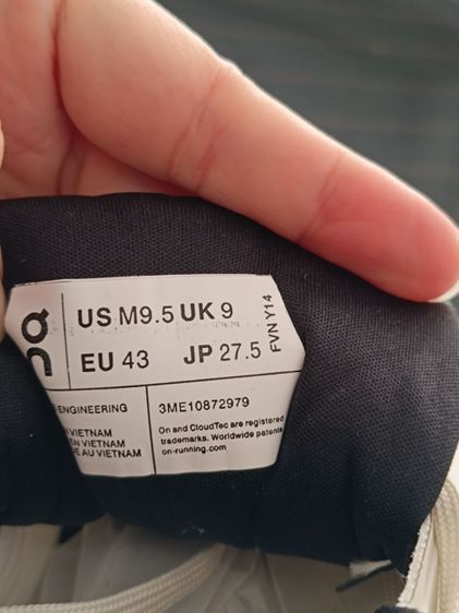 ขาย On Cloud  size 43-275cm สภาพใหม่ ของแท้  รูปที่ 5