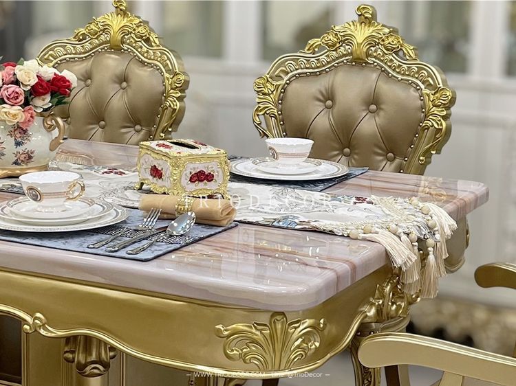 AETHER Luxury Baroque Dining Set ชุดโต๊ะอาหารสไตล์บาร็อค หลุยส์ สีทอง 6ที่นั่ง รุ่น อีเธอร์ รูปที่ 13