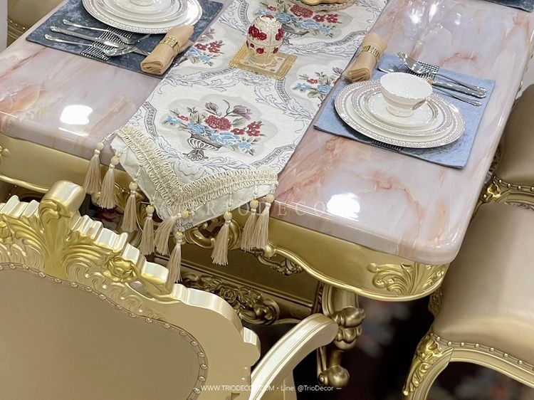 AETHER Luxury Baroque Dining Set ชุดโต๊ะอาหารสไตล์บาร็อค หลุยส์ สีทอง 6ที่นั่ง รุ่น อีเธอร์ รูปที่ 8