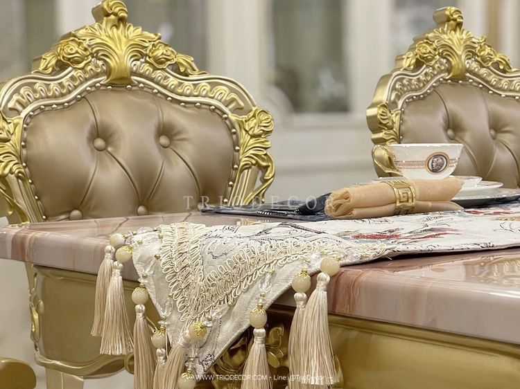 AETHER Luxury Baroque Dining Set ชุดโต๊ะอาหารสไตล์บาร็อค หลุยส์ สีทอง 6ที่นั่ง รุ่น อีเธอร์ รูปที่ 15