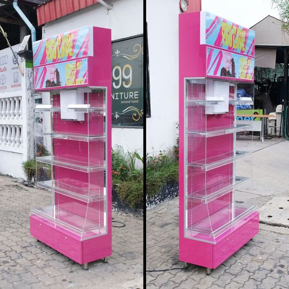 ชั้นวางสินค้า 5 ชั้น 2 ลิ้นชัก (ชมพู) ชั้นวางมินิมาร์ท Supermarket Shelf รูปที่ 3