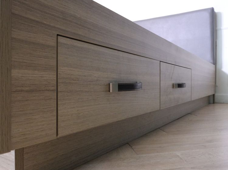 เตียงนอนพร้อมหัวเตียง มี 2 ลิ้นชักข้างเตียง โครงไม้ สีน้ำตาล รูปที่ 7