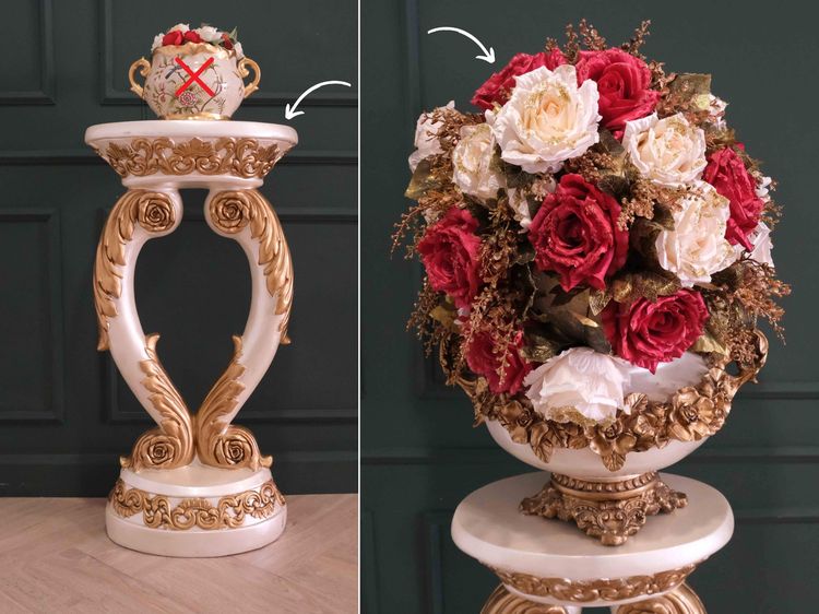 ของตกแต่งบ้านอื่นๆ แท่นวางดอกไม้ตกแต่งบ้าน สไตล์หรูหรา ขอบทอง
