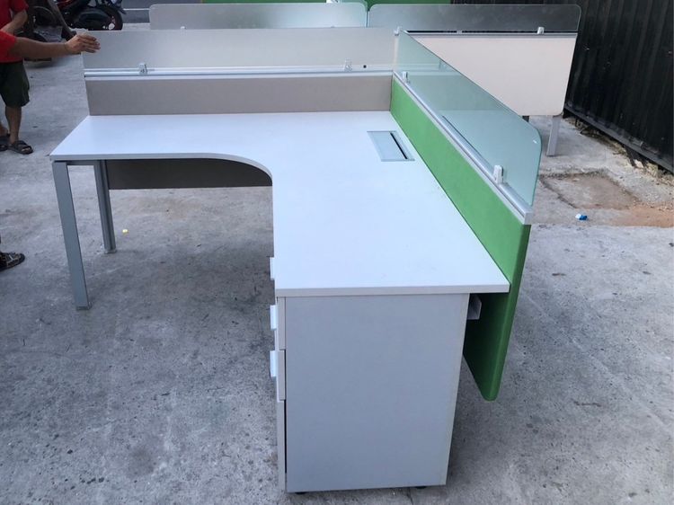 โต๊ะทำงานแอล พร้อมตู้เอกสาร สีเทาอ่อน รูปที่ 6