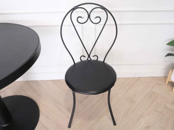 โต๊ะกลมสีดำ โครงเหล็ก หน้าท็อปไม้ + เก้าอี้โครงเหล็ก เบาะหนัง รูปที่ 14