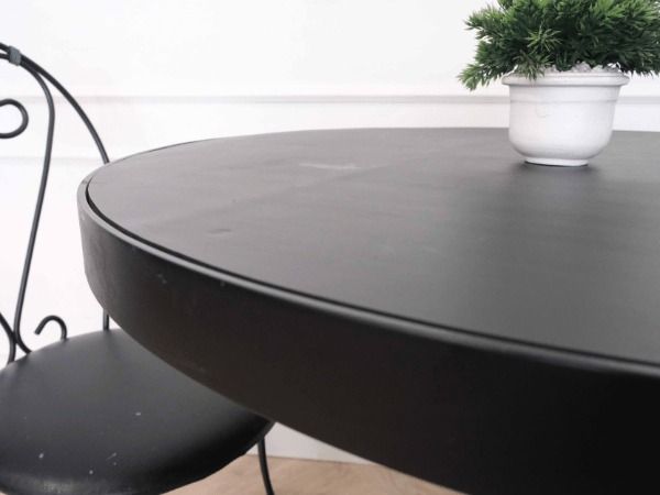 โต๊ะกลมสีดำ โครงเหล็ก หน้าท็อปไม้ + เก้าอี้โครงเหล็ก เบาะหนัง รูปที่ 13