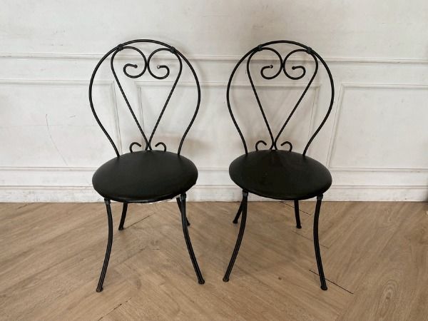 โต๊ะกลมสีดำ โครงเหล็ก หน้าท็อปไม้ + เก้าอี้โครงเหล็ก เบาะหนัง รูปที่ 7