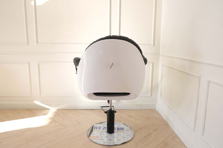 เก้าอี้ร้านเสริมสวย เก้าอี้ร้านแต่งหน้า เบาะหนัง โครงเหล็ก ขาว-ดำ ของใหม่ รูปที่ 5