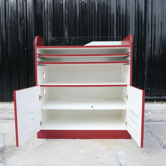 โพเดียม Podium แท่นยืนบรรยาย แท่นประกาศ สีแดง มีที่เก็บของด้านล่าง รูปที่ 5